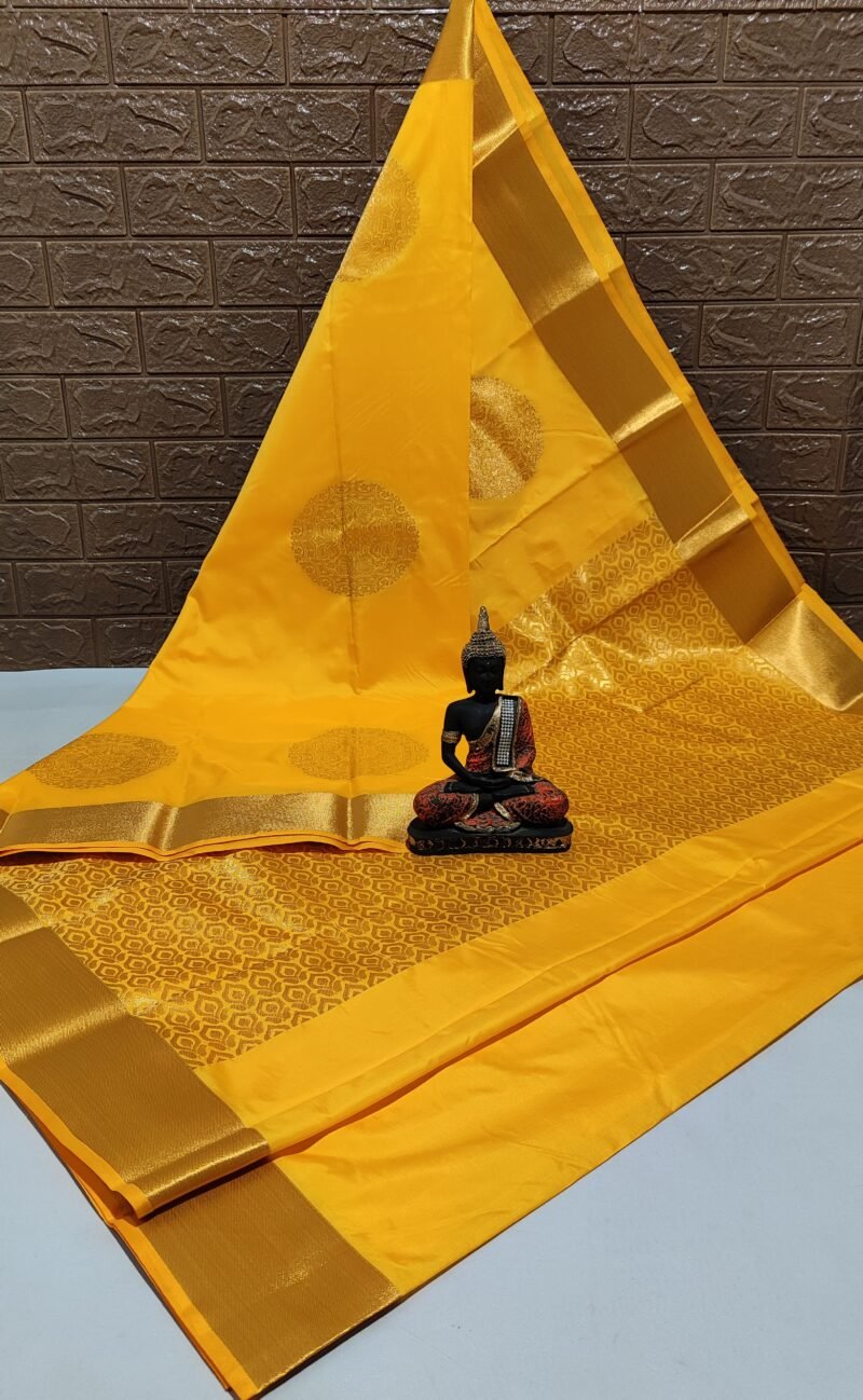 Vasthrakala Yellow Blossom Zari Weave Silk Saree