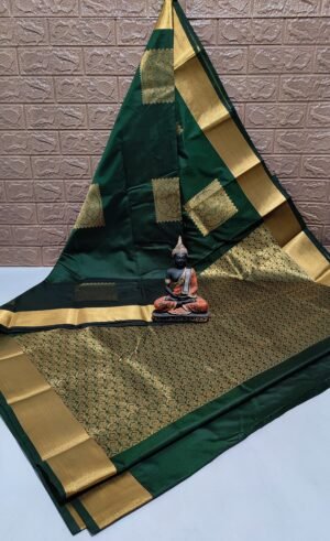 Vasthrakala Regal Green – Golden Elegance Saree