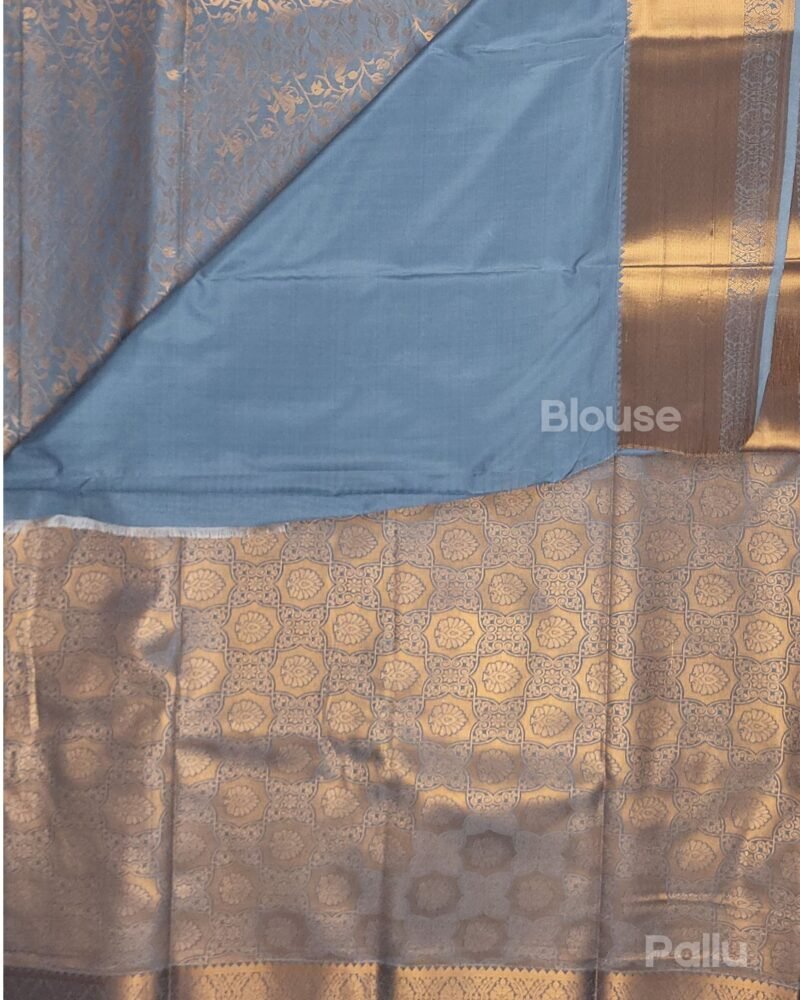 Vastrakala Slate Grey with Copper Zari Vine Elegance