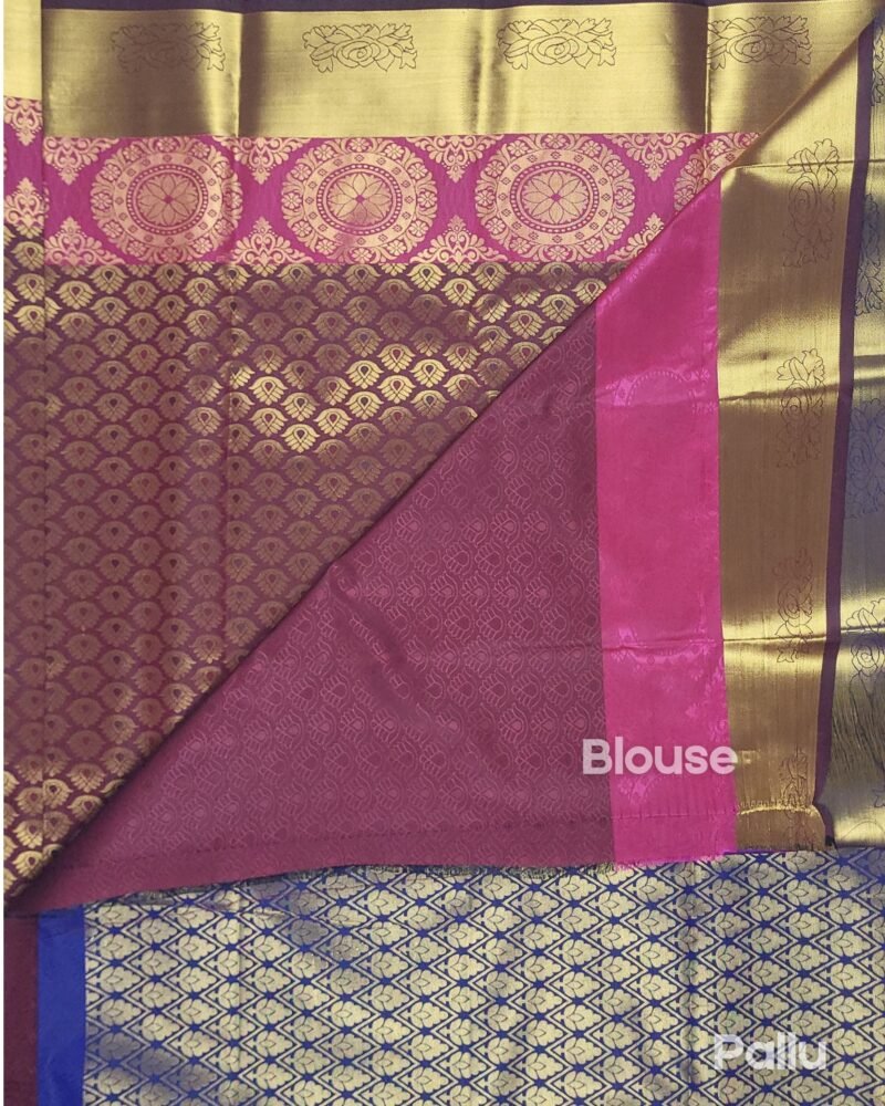 Vastrakala Wine with Golden Zari Temple Buttas