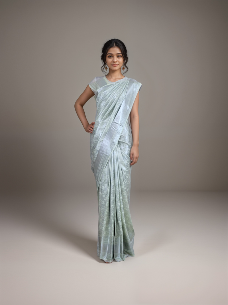 Vasthrakala Silver Zari Work Silk Saree