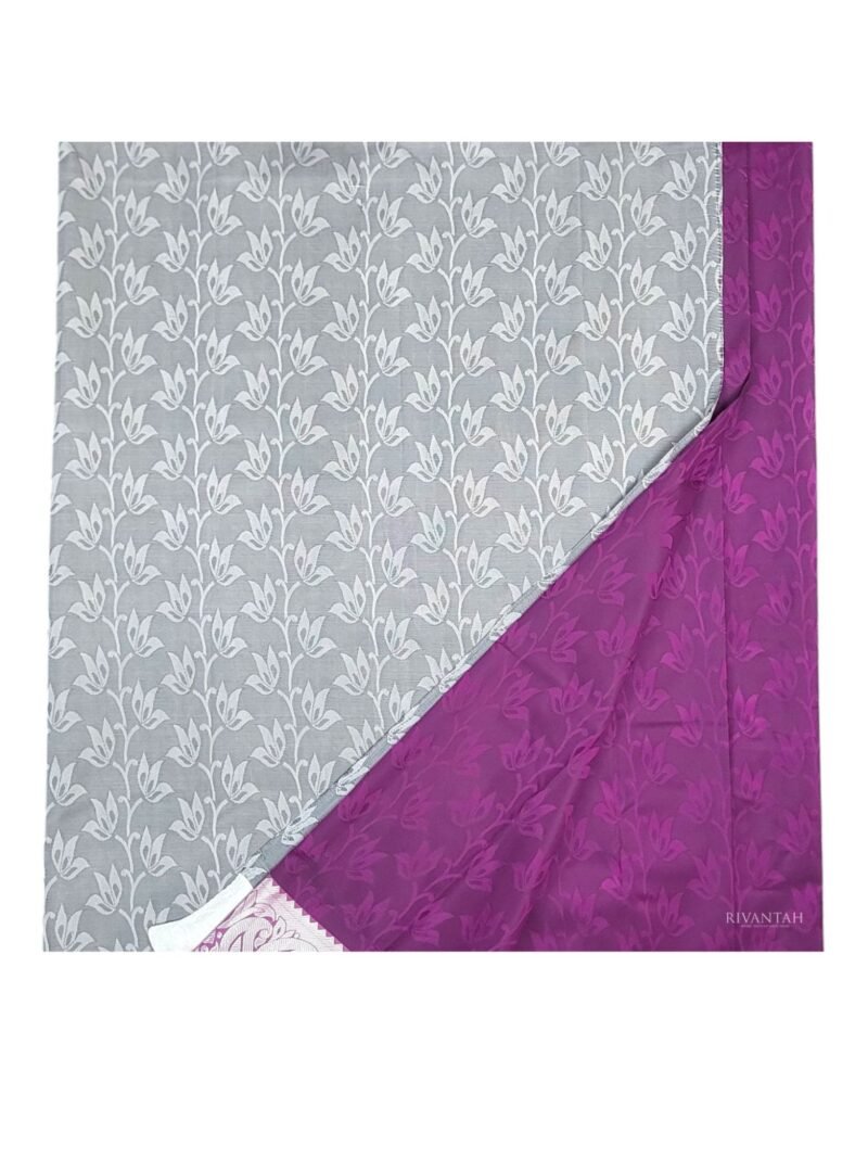Red Velvet Silver Silk Saree - Image 5