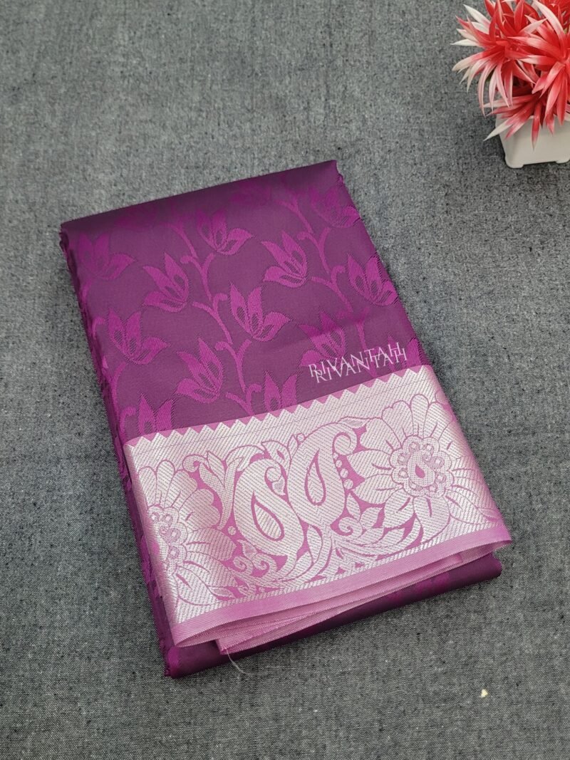 Purple Silver Silk Saree