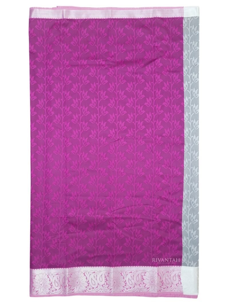 Purple Silver Silk Saree - Image 5
