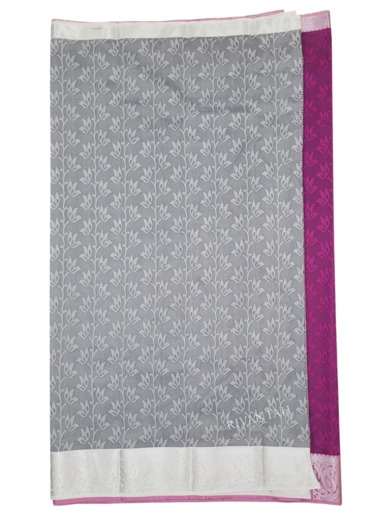 Purple Silver Silk Saree - Image 7